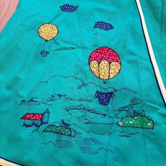 Vintage 70s wrap skirt hot air balloon patchwork green circle skirt - Picture 4 of 9